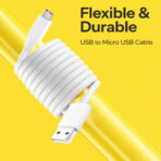 MICRO USB VC 1001M Supports 2.4A charging output, Rapid charging 1 Meter cable length, Nylon braided, 10000+ Bends lifespan, Tangle free - Image 3