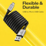 MICRO USB VC 1201M - Supports upto 25W charging/ 3A, 1 Meter cable length, Nylon braided, 10000+ Bends lifespan, Tangle free, High Speed 480mbps Data Transfer - Image 4