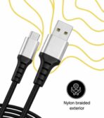 MICRO USB VC 1201M - Supports upto 25W charging/ 3A, 1 Meter cable length, Nylon braided, 10000+ Bends lifespan, Tangle free, High Speed 480mbps Data Transfer - Image 3