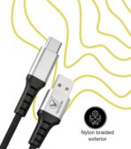 TYPE C USB VC 1202C - Supports upto 25W charging/ 3A, 1 Meter cable length, Nylon braided, 10000+ Bends lifespan, Tangle free, High Speed 480mbps Data Transfer - Image 2