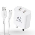 Wall Charger VCH-2002C - Highlight Dual Type-A ports -charge two devices same time - 1. Heat Protection 2. Fast charging Technology