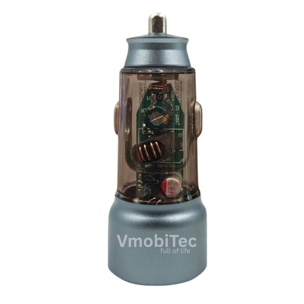 Vmobitec 48W dual port car charger PD 3.0 QC 3.0 transparent fast charging adapter USB-C USB-A