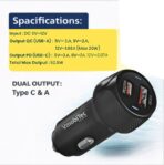Vmobitec 52.5W dual port car charger PD 3.0 QC 3.0 fast charging USB-C USB-A adapter