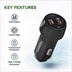 Vmobitec 52.5W dual port car charger PD 3.0 QC 3.0 fast charging USB-C USB-A adapter
