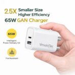 65W Fast Charging, GaN Technology, PD 3.0, QC 3.0, Dual Port (USB-C + USB-A), Smart Chip Thermal Protection, Fire Resistant, Universal Compatibility Supported - Image 4
