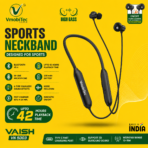 Vaish VN 5003 Wireless Neckband Bluetooth Earphones VmobiTec with 42 Hours Playback & Type-C Fast Charging - Image 2