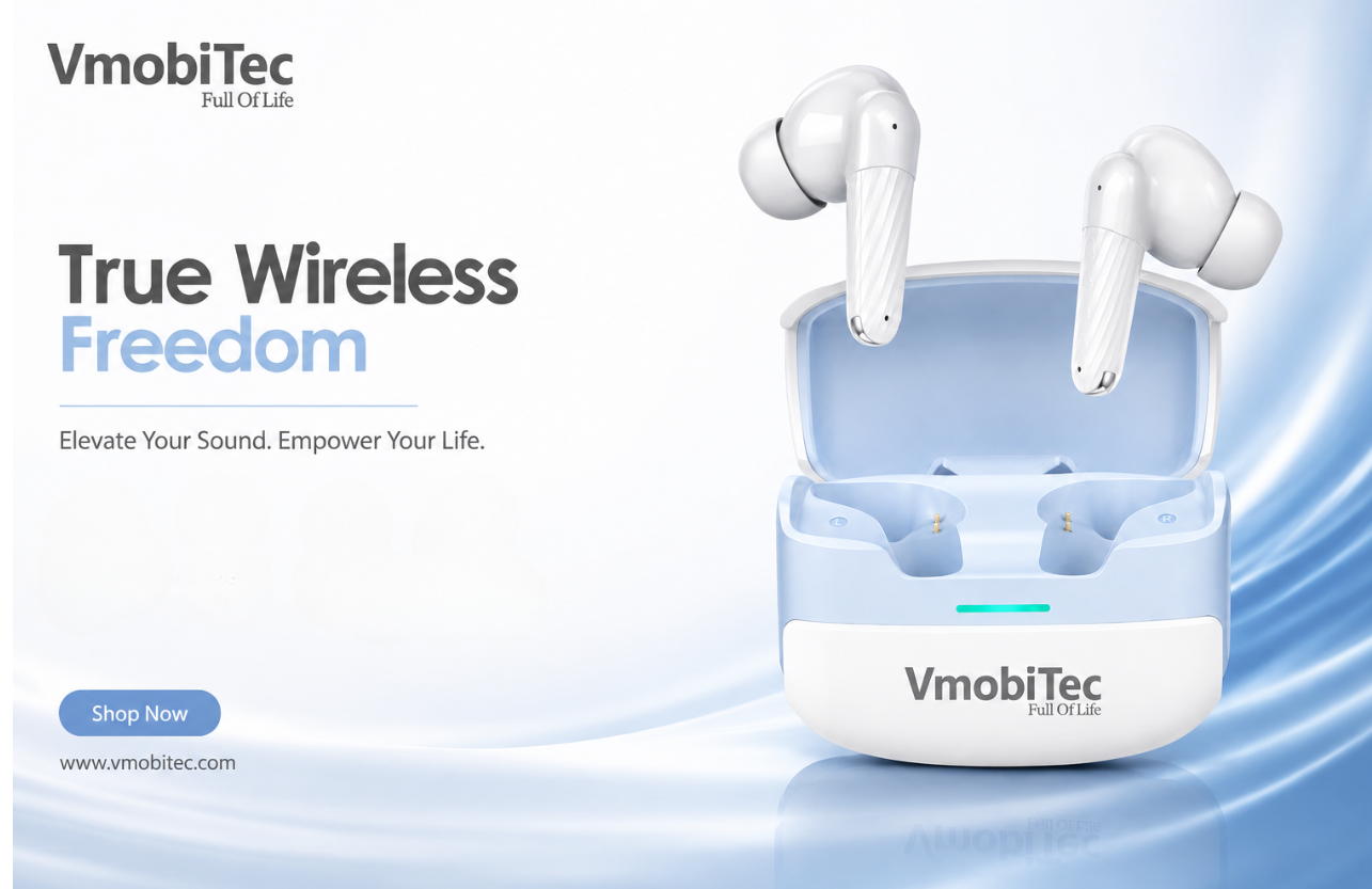 Experience immersive audio with VmobiTec Wireless Earbuds.