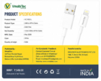 VmobiTec USB to 8 Pin Fast Charging Cable 3.0A | 1 Meter Charge & Sync Cable | VC 1003 L - Image 6