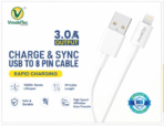 VmobiTec USB to 8 Pin Fast Charging Cable 3.0A | 1 Meter Charge & Sync Cable | VC 1003 L - Image 2