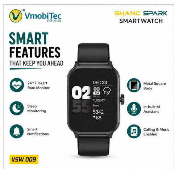 Smart watch with health tracking for heart rate, sleep, and fitness monitoring