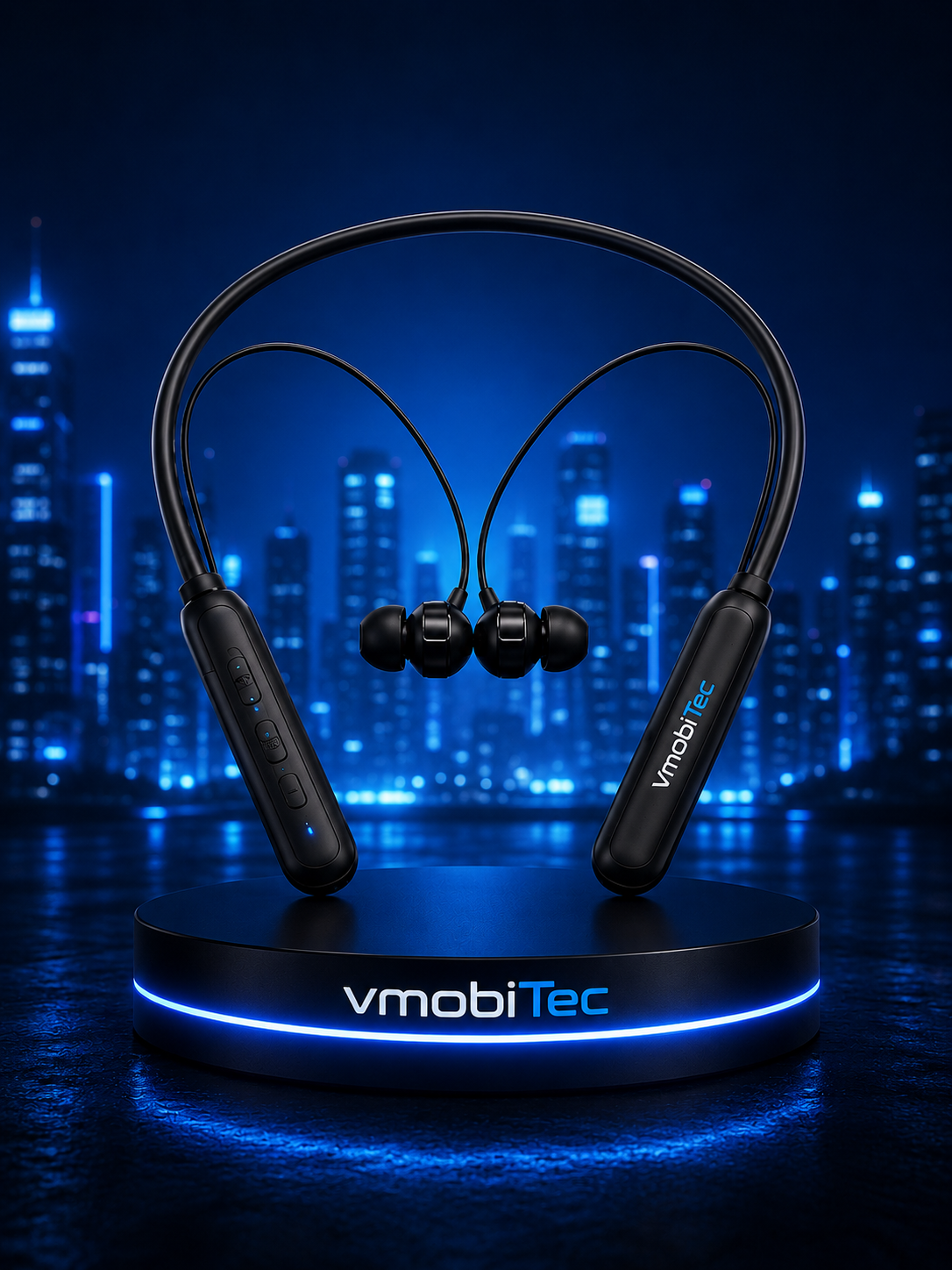 VmobiTec wireless Bluetooth neckband with clear sound, fast charging, and long battery life