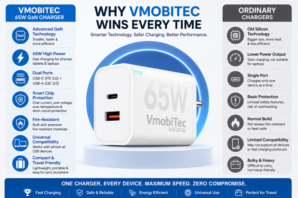 vmobiTec GaN Fast Charger with USB-C PD Fast Charging