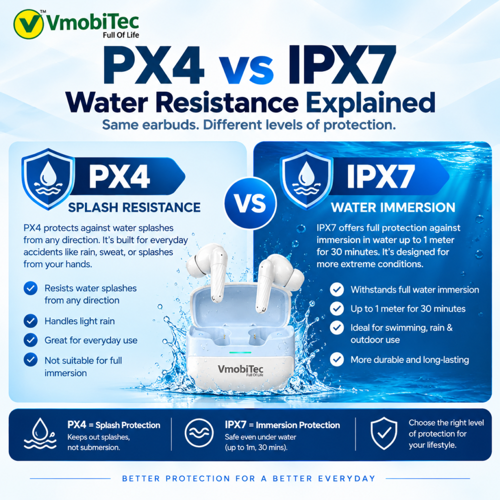 VmobiTec IPX4 vs IPX7 Water Resistance