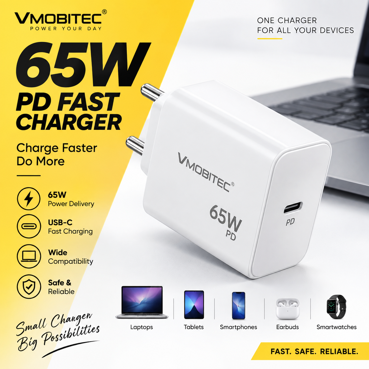 65W USB-C PD cable for fast laptop charging and Power Delivery