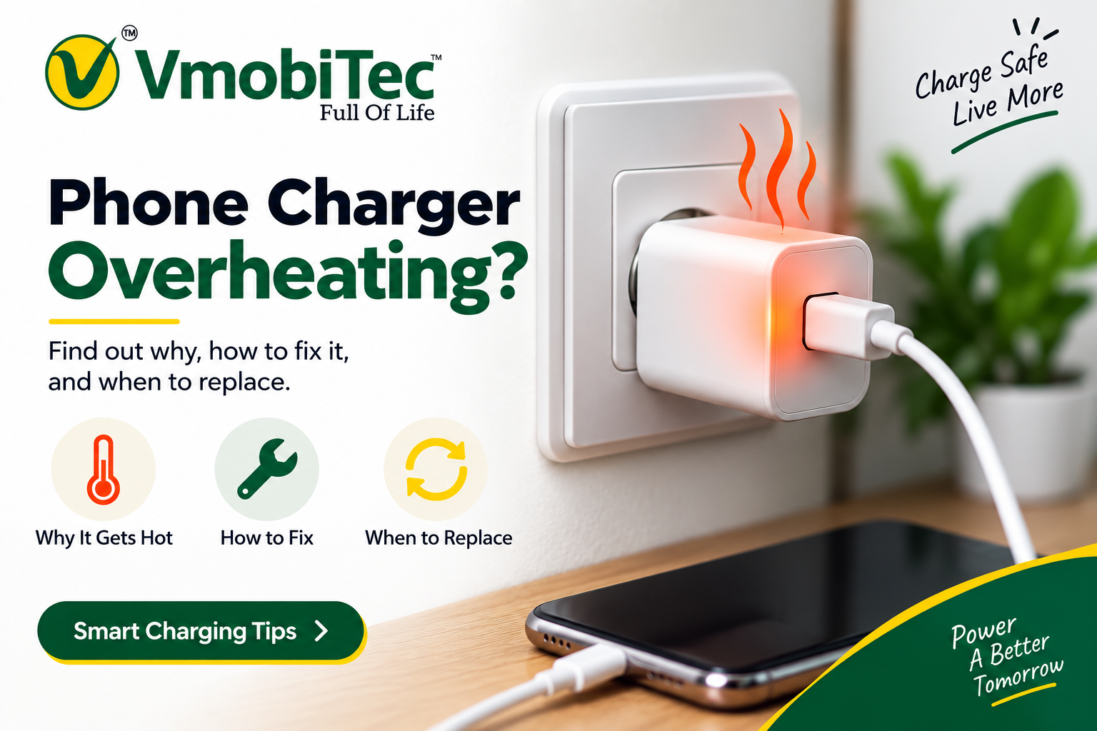 VmobiTec charger overheating safety tips with 120W charger